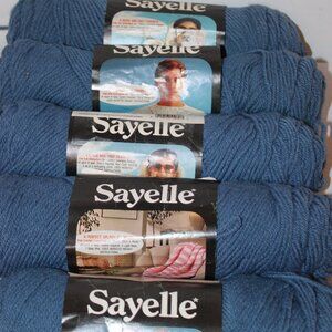 Sayelle, Yarn, Federal Blue, Lot of 5 Skeins, Vintage